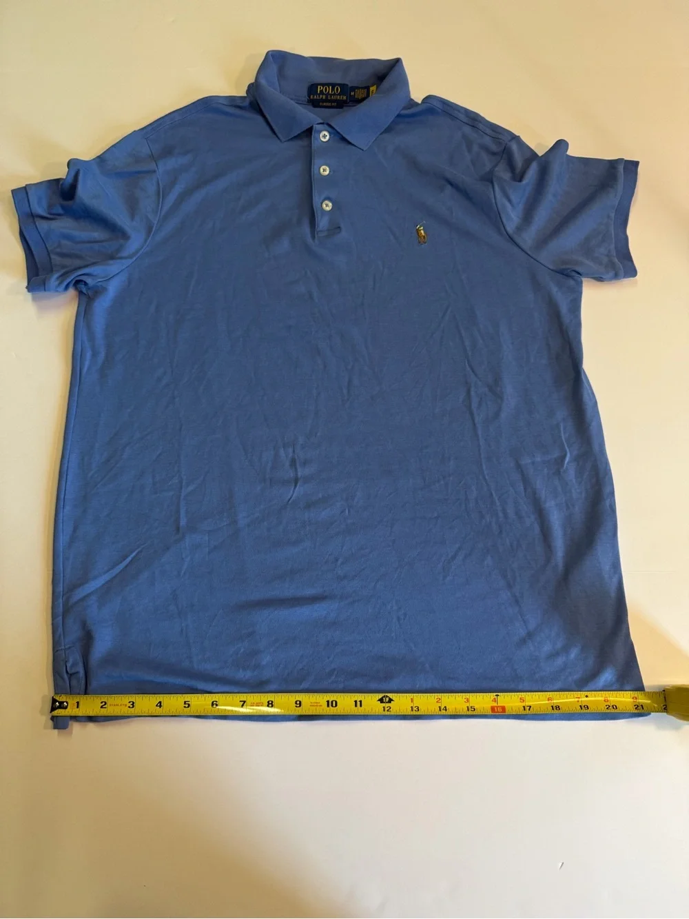 Ralph Lauren Light Blue Polo with Gold Pony Embroidery S Medium